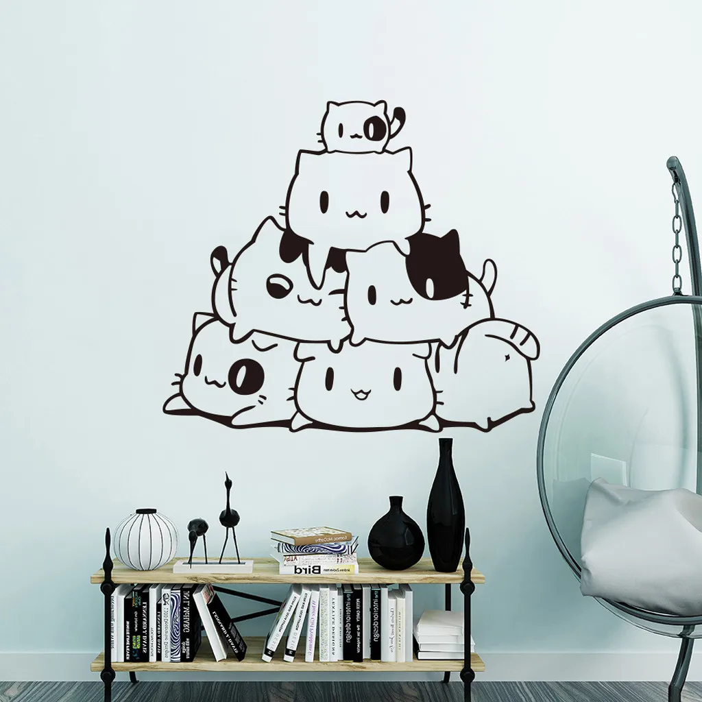 DIY съемные настенные наклейки с кошкой декоративные для дома детская комната 37x42