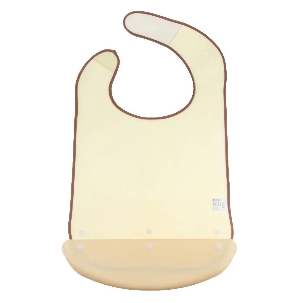 Beige Meals Clothing Protector Bibs Disability Aid Apron w/ PE Pocket Fit for Women Men Children Elderly etc.