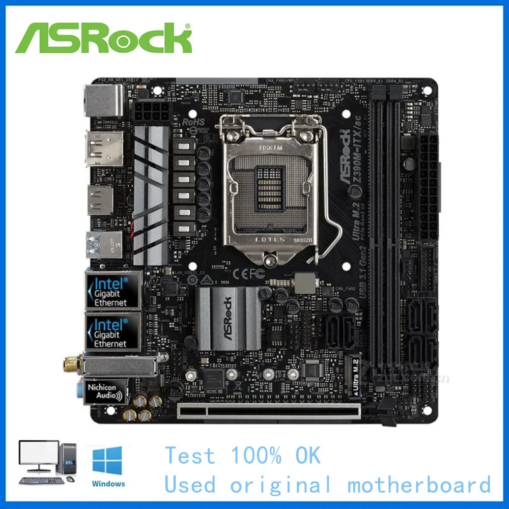 Z390M-Itx Per Scheda Madre Del Computer Asrock Z390M-Itx/Ac Mini Itx Scheda Madre Desktop Lga 1151 Ddr4 Z390 Utilizzata