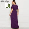 4XL Plus Size Summer Dress Women 2022 V Neck Batwing Short Sleeve High Waist Casual Long Dresses Belted Ladies Tunic Maxi Dress ► Photo 2/6