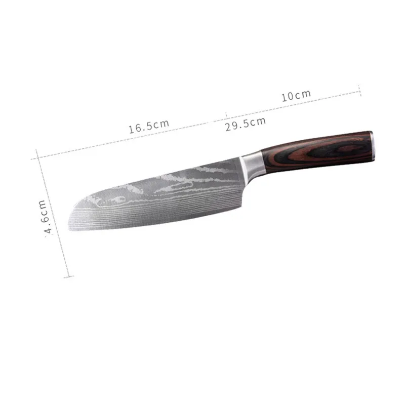 Blade length 16.5cm Высокое качество высокое качество 6,5/7,5/" дюймовый универсальный нож и нож шеф повара кухонные ножи Лазерная нож из дамасской стали нож Santoku Кухонные Ножи острый Кливер нож для нарезки - Цвет: Blade length 16.5cm
