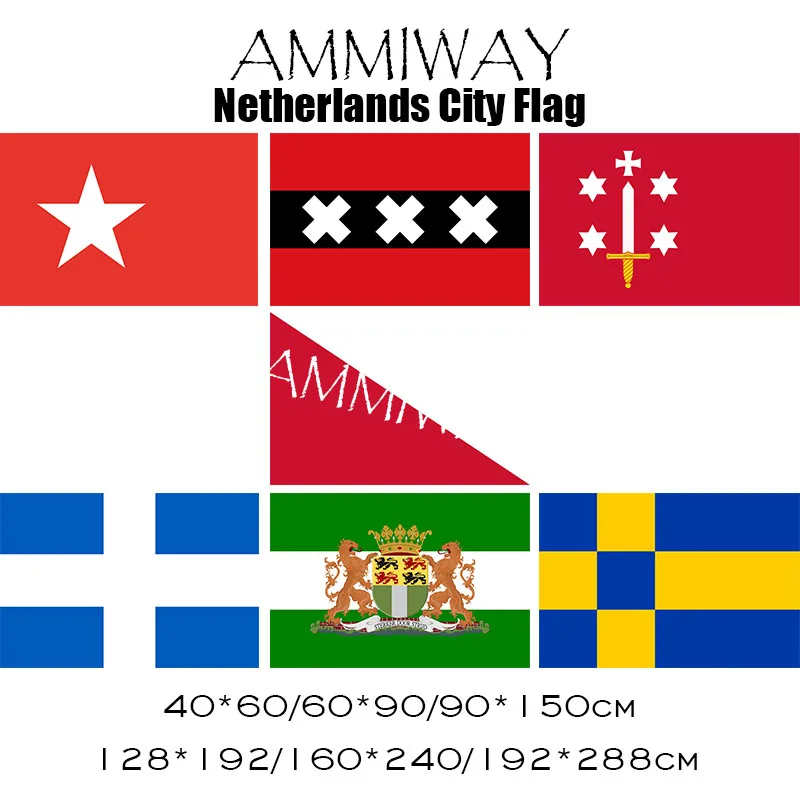Флаг Города Нидерландов AMMIWAY голландские флаги и баннеры с изображением маастрита Амстердама Утрехта