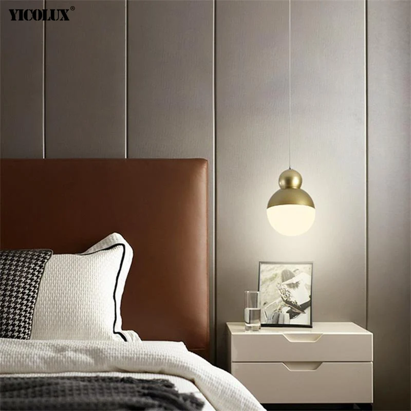 

Gold Black New Modern LED Pendant Lights Study Dining Living Room Bedroom Bedside Kitchen Bar Indoor Lighting Iron Acrylic Lamps