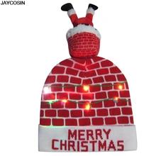 Светодиодный вязаный свитер с рождественской шапочкой, теплая Рождественская шапка, шапка-светильник для детей, шапка для взрослых, подарки, праздничные колпаки, Лидер продаж 9109