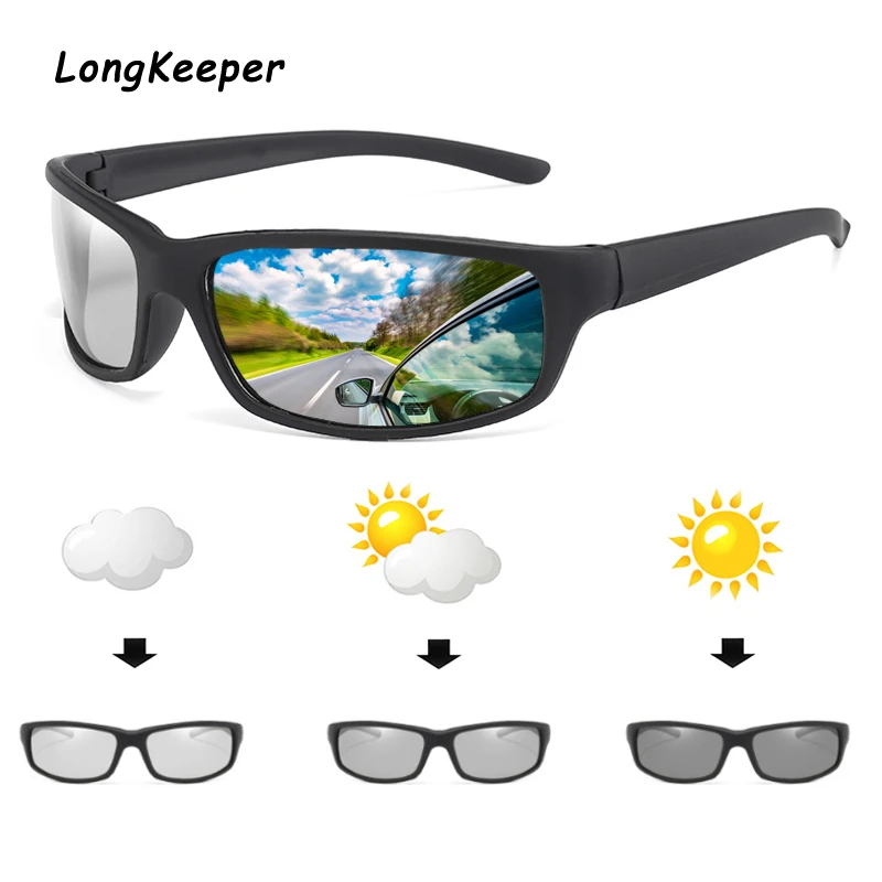 Классические фотохромные солнцезащитные очки, мужские поляризованные солнцезащитные очки, HD очки для вождения, хамелеон, квадратные, день, ночь, очки для вождения, Gafas de