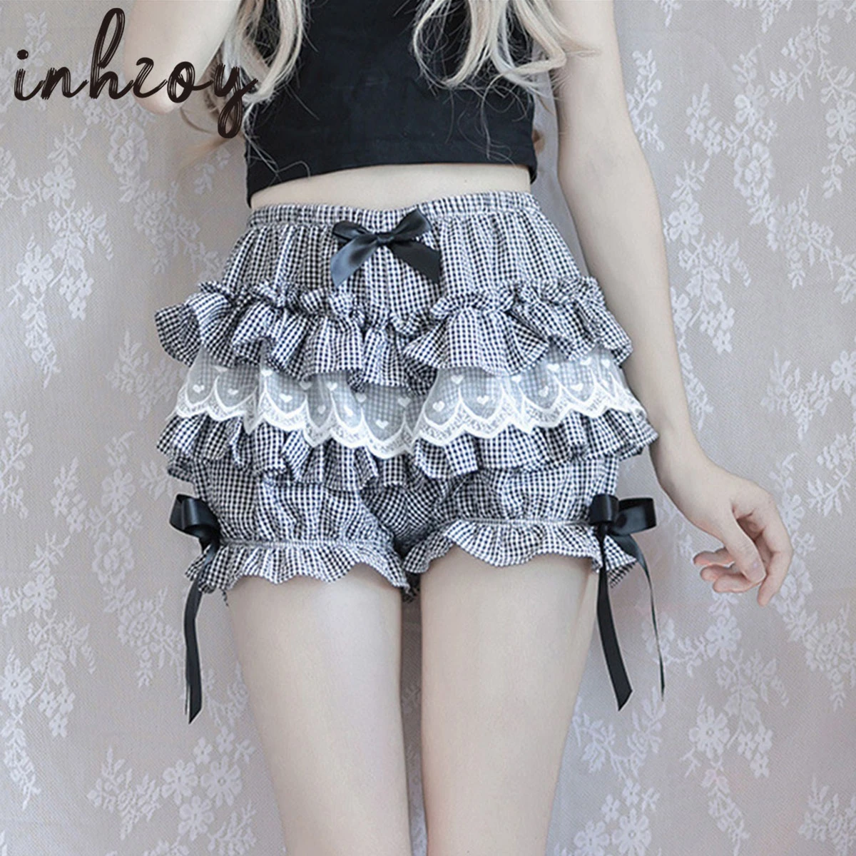 Lolita Maid Ruffle Shorts for Womens Teens Teenagers Cotton Pants Bloomers Kawayi Cute Security Short Pants high waisted lingerie