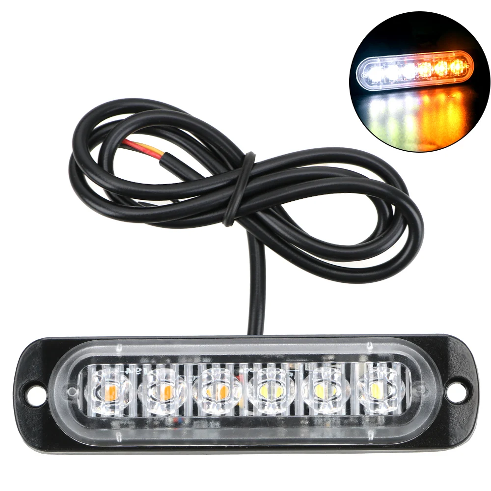 LEEPEE 18 Вт Предупреждение задние габаритные огни 12В-24В внедорожник авто автомобиль Лодка Грузовик ультра-тонком каблуке 6 светодиодный стробоскоп универсальной световой сигнал - Цветовая температура: white and yellow