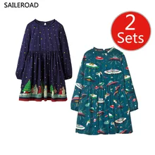 SAILEROAD/комплект из 2 предметов, кружевные платья для девочек детское платье с длинными рукавами платье принцессы для маленьких девочек осенние хлопковые детские рождественские костюмы