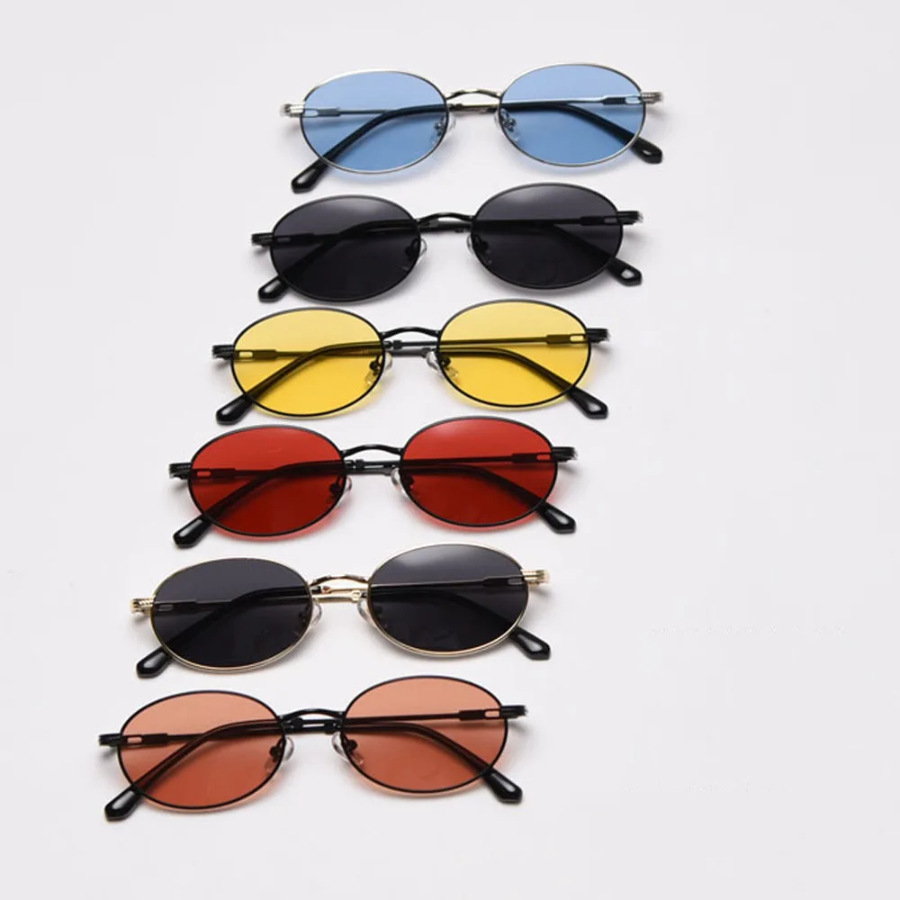 Peekaboo retro oval glasses men uv400 high quality gold small sunglasses women metal 2021 yellow red hot-selling