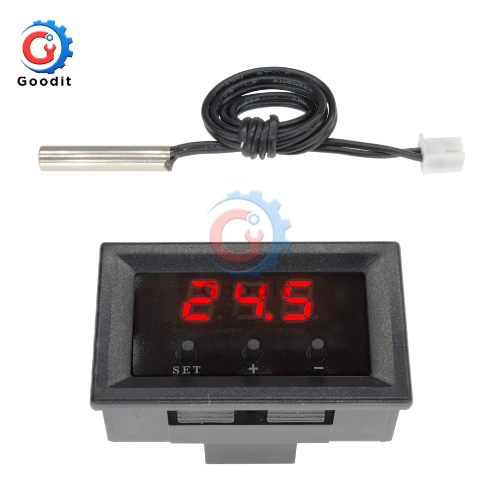 0.28 inch W1209 LED Digital Temperature Controller Thermostat Thermometer Sensor NTC Probe DC 12V for Indoor Outdoor Car w/ Case