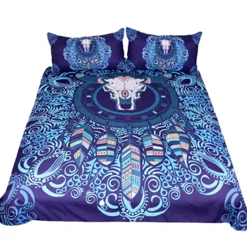 

3PCS Bedding Sets Dreamcatcher Printed Bohemia Duvet Cover Set Queen Size Boho Dream Catcher Quilt Cover and Pillow shams