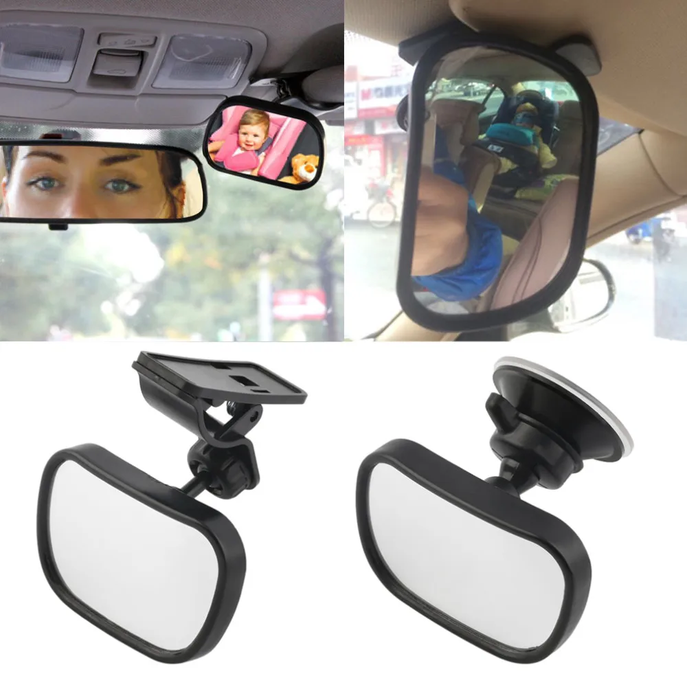 Miniespejo de seguridad para asiento trasero de coche, monitor de cristal, 2 en 1, de diseño convexo, ajustable, ideal para cuidar bebés