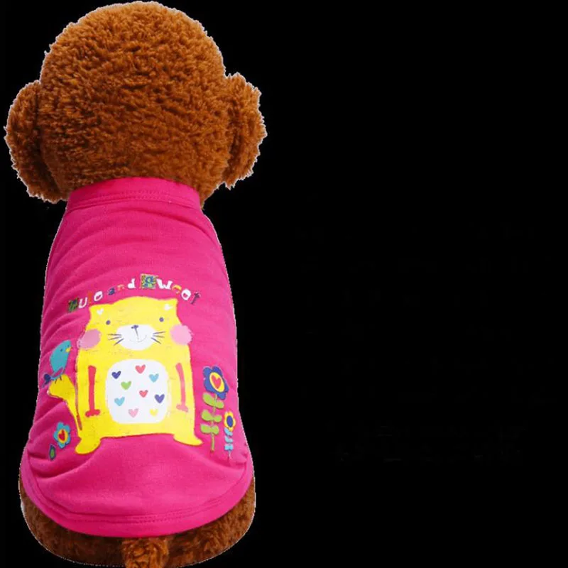 Dog Cartoon clothes summer Cute Pet Dog Clothes Soft Dogs Vest New Fashion Sports Cat Shirt Pet Clothing Sweatshirt For Pets - Color: Red