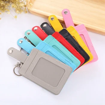 

Exquisite Portable Keychain Student Card Bus Card Candy Color Card Holder Keychain Work Badge Key Ring Case