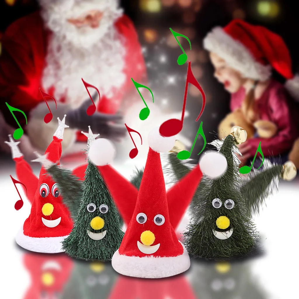 1 шт., рождественские музыкальные качели, вечерние, электрические шляпы, елки, Креативные украшения, принадлежности, Рождественская шапка, подвеска для детей, подарки на год, шапка