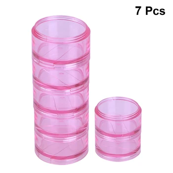 

7 Days Weekly Pill Box Pill Storage Containers Clear Stackable Pill Box Portable Mini Sealed Pill Organizer Round Medicine Case