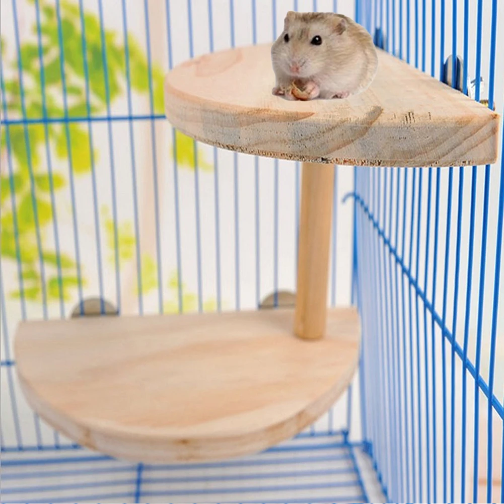 Нетоксичное животное хомяк Шиншилла полукруг двойные многослойные деревянные платформы подставка окунь игрушка жевательная игрушка удовлетворить маленькие животные инстинкт