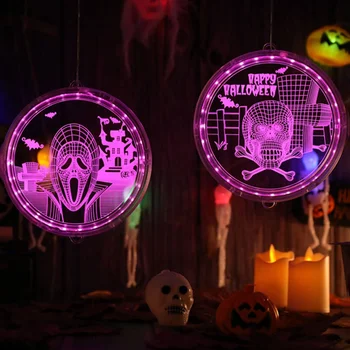 

Halloween Sucker Decoration Lights Pumpkin Festival Window Ceiling Hanging Lamp Colorful Witch Ghost Novelty Decor Accessories