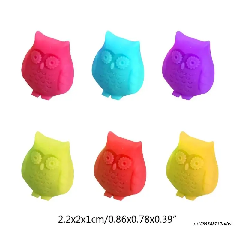 Red Wine Glass Markers Set 6 Owl Silicone Drink Glass Tags Identification Cup Labels Signs Party Bar wine glass markers