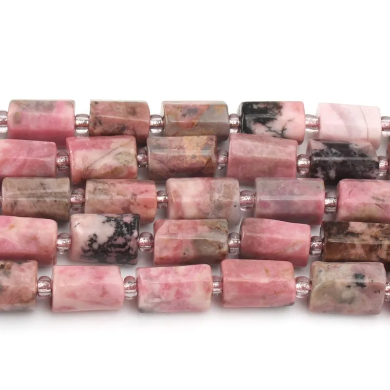 7x11mm Natural Black Lace Rhodonite Stone Beads Cylinder Loose Spacer for Diy Bracelet Accessories Jewellery Making 15'' | Украшения