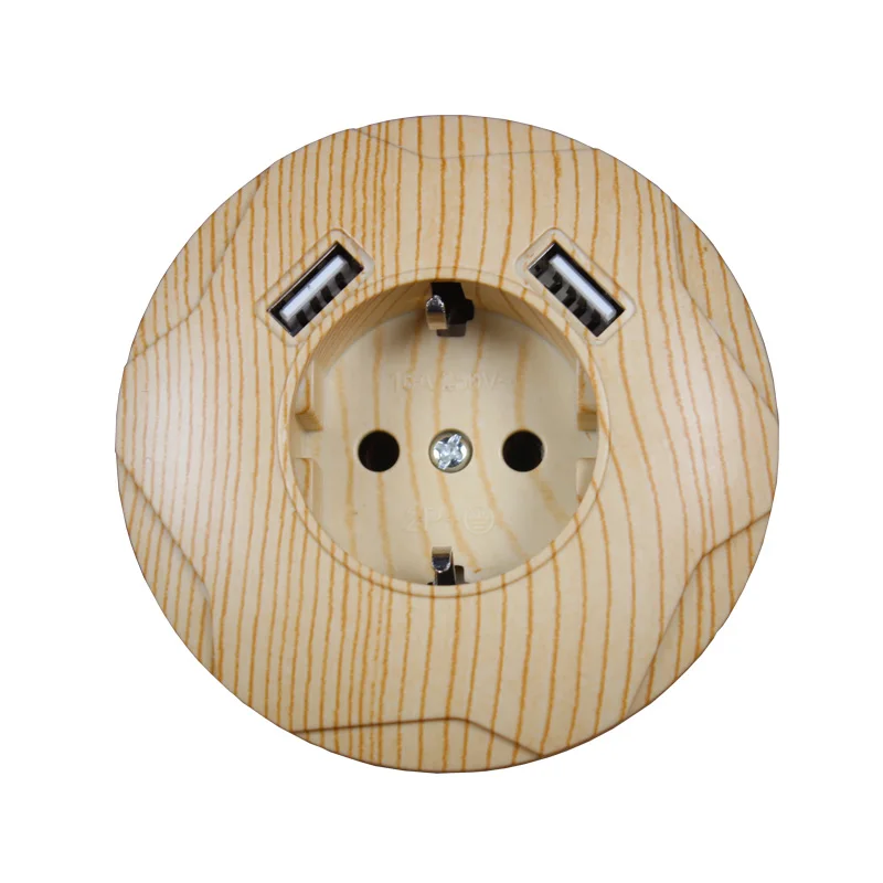 

USB Wall Socket charger Free shipping Double USB Port 5V 2A Usb wood tree color prise high quality white color LC-04