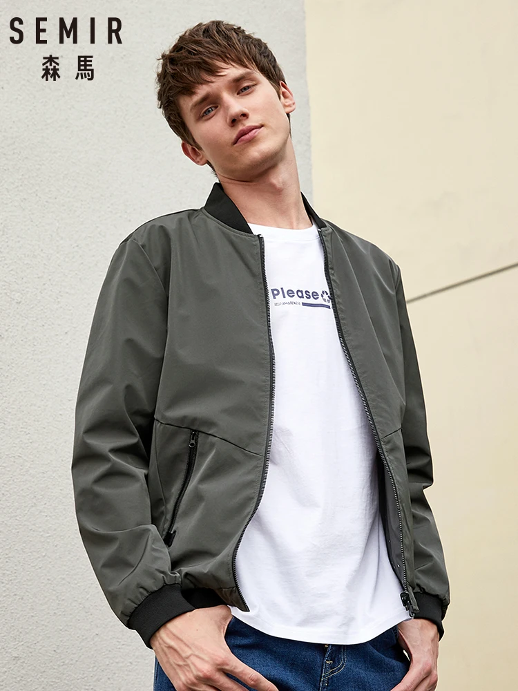 

Semir New jacket men Korean trend pilot jacket 2019 baseball uniform printing port wind chic jacket double-side wear male