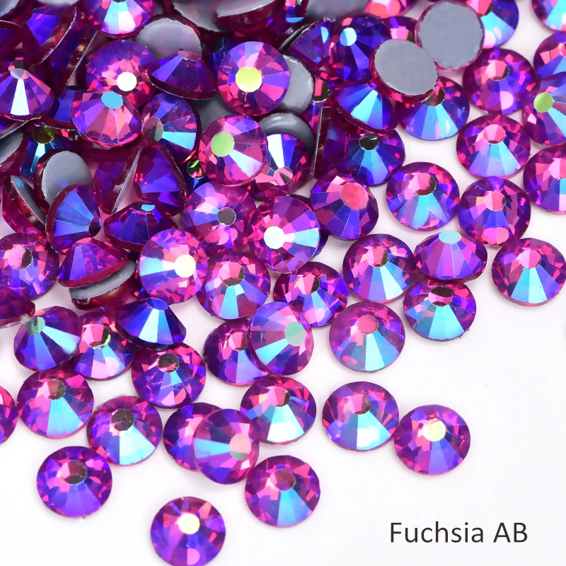 61 Fuchsia AB Oleeya High quality Better DMC iron on strass hot fix rhinestones