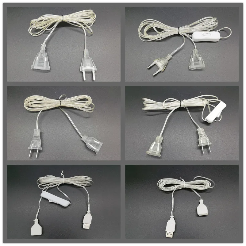 3m USB/EU/US Plug Extender Wire Extension Cable for LED String Light Street Lights Garland DIY Christmas Lights Outdoor Garden led string lights string lights