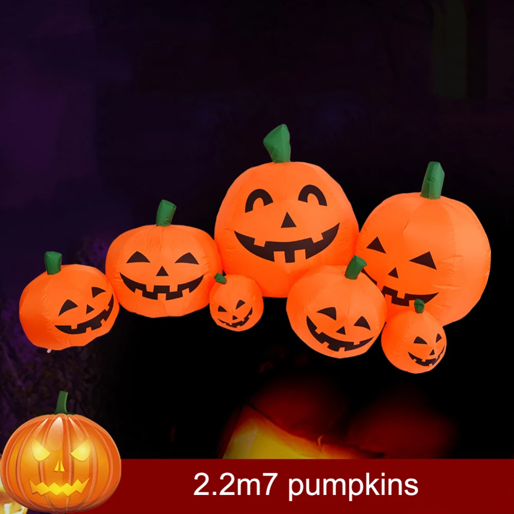 

Halloween Decorrtion inflatable Blow Up Ghost 7 Pumpkins Decorrtion EU Plug/US Plug Outdoor 220cm Festival Halloween
