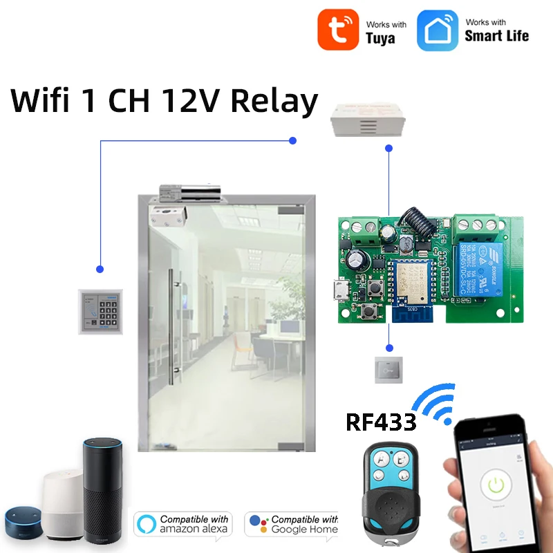Умные Wi-Fi ворота 2CH Tuya самоблокирующийся переключатель для гаражных дверей