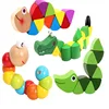 Kids Montessori Materials Wooden Education Toys Baby Fingers Flexible Training Twisting Worm Puzzle Math Toy for 1 2 3 Years Old 2