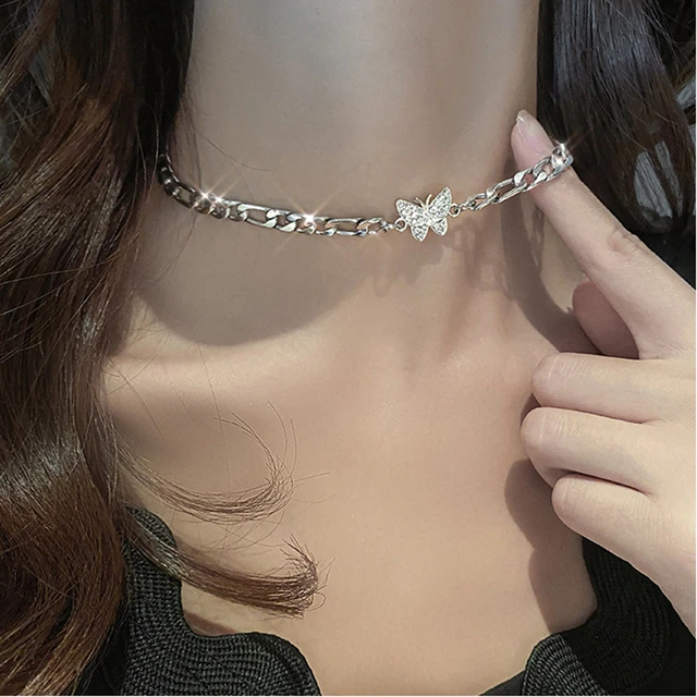 Butterfly Choker Necklace Silver