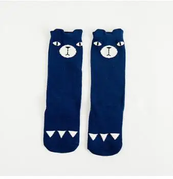 Blue bear Носки для маленьких девочек, теплые хлопковые Гольфы с рисунком лисы, детская одежда, унисекс, носки для обуви с рисунком - Цвет: Blue bear
