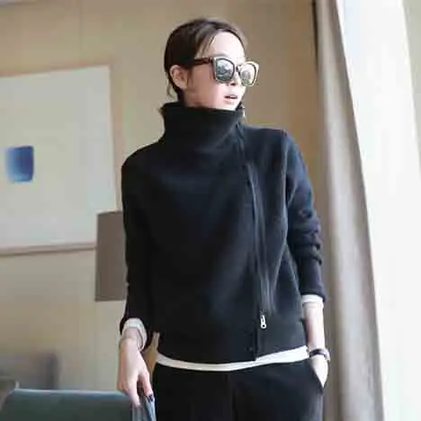 ^*Best Offers Fashion 2019 Women Loose Turtleneck Sweater Female Solid Knitting Sweater High Street Fashion Cardigans Coat ^*Best Offers Fashion 2019 Women Loose Turtleneck Sweater Female Solid Knitting Sweater High Street Fashion Cardigans Coat