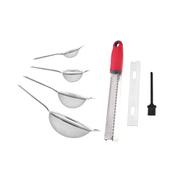 

1Pcs Stainless Steel Grater & 4 Pcs. Colander Strainer Colander Strainer Set 7/12/16/22 Cm