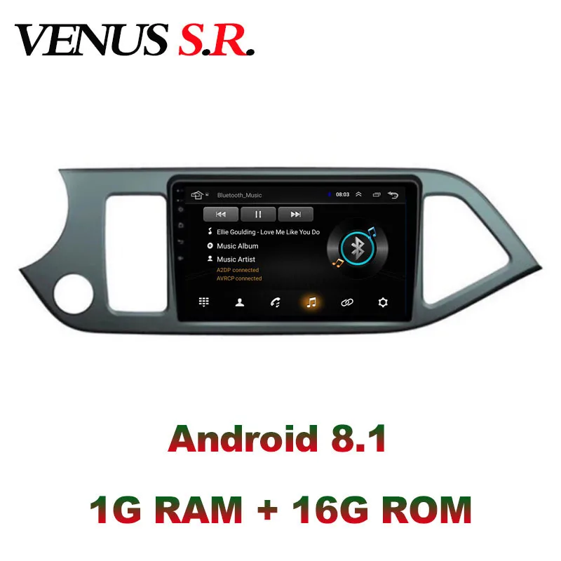 Best VenusSR Android 8.1 2.5D car dvd for KIA PICANTO Morning 2011-2014 multimedia headunit GPS gps navigation 4