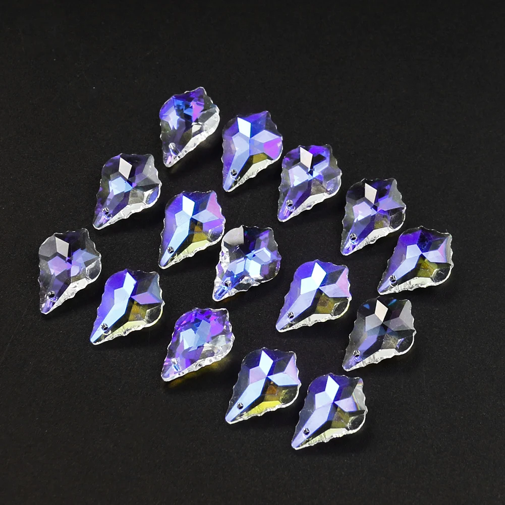 Crystal Beads 20PCS 20mm AB Color Suncatcher Maple Leaf Prism Faceted Chandelier Pendant Hanging Lamp Parts DIY Jewelry