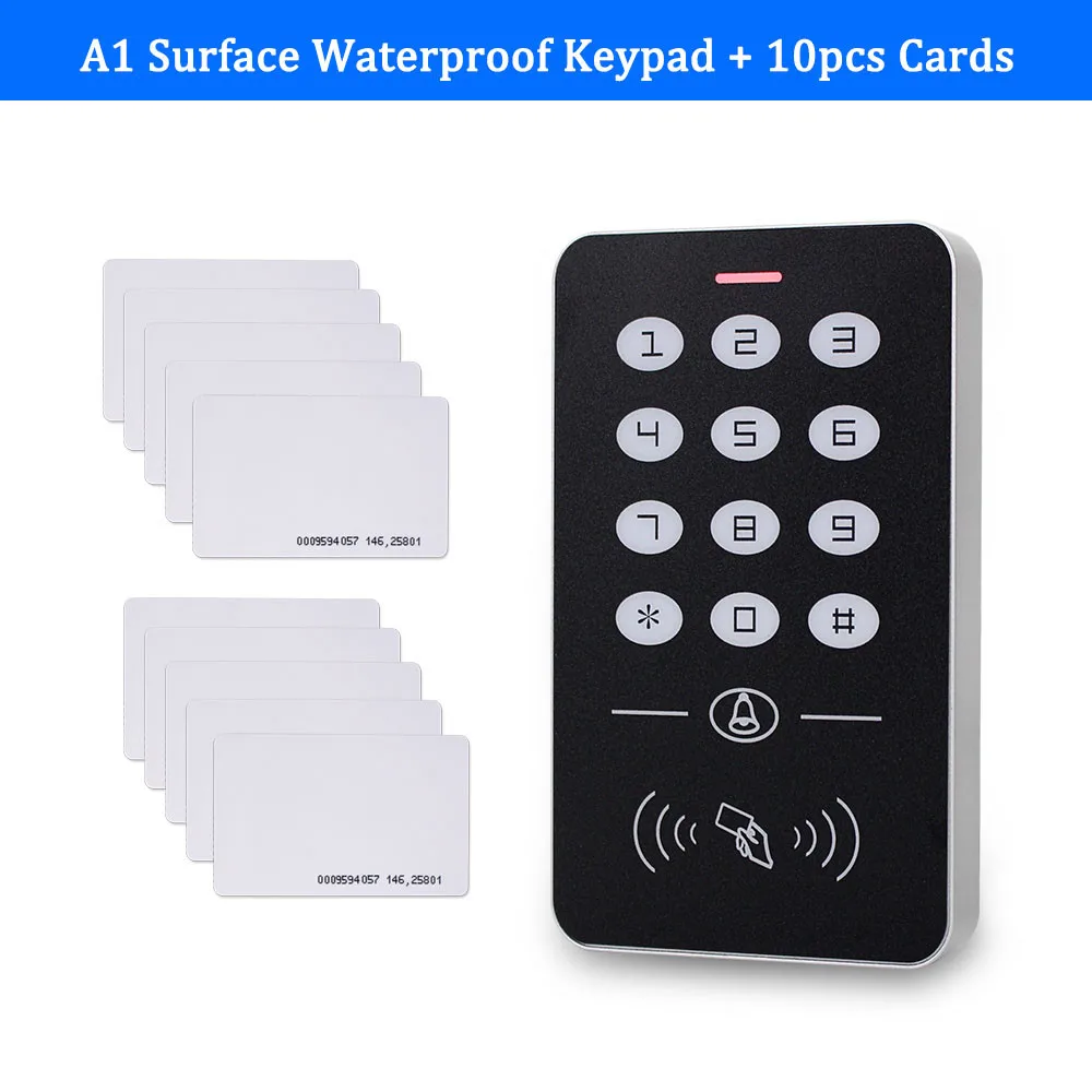 Система контроля доступа к двери DC12V RFID Клавиатура Bord кард-ридер открывалка для двери электронный Контролер доступа 10 шт. EM4100 брелоки карты - Цвет: A1 with 10 Cards