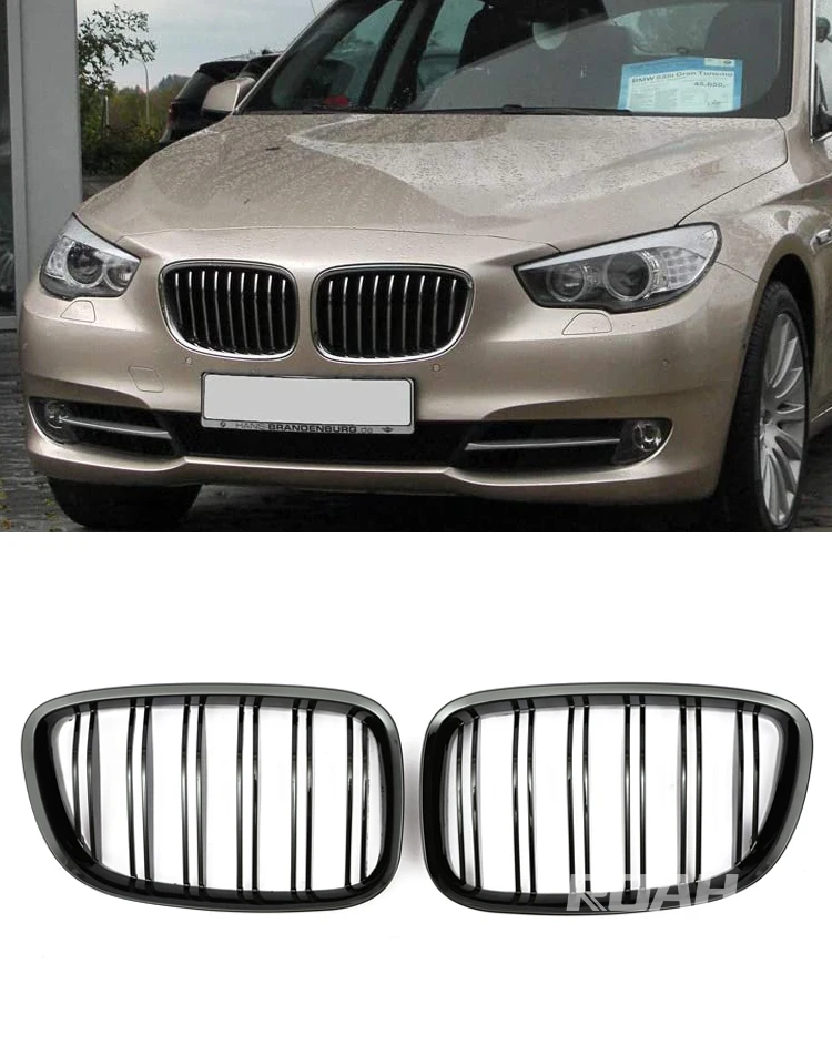 Front Bumper Hood Kidney Grille Glossy Black Double Slat Grill For BMW F07 5 Series M5 GT 520 528 530 535 550 2010-2017 car fenders