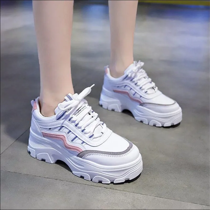 

Mhysa 2019 Women shoes Comfy Breathable Lace up Fluorescence Women's Platform Sneakers Women Shoes Casual Female Shoes L739