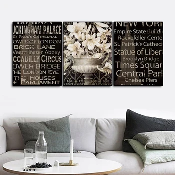 

3 Pcs Abstract Flower Wall Pictures Quote Poster and Prints Canvas Painting & Calligraphy Nordic Decoration Home for Living Room