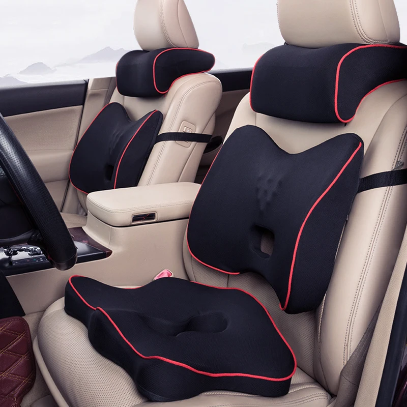 Memory Foam Car Pillow Headrest Hips Seat Cushion Protect Neck Cervical Vertebra Auto Back Support Cushion Car Seat Waist Sets|Cushion| - AliExpress