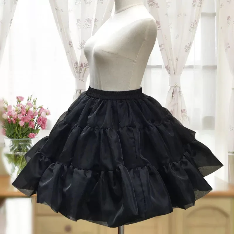 Women cotton organze hoopless crinoline underskirt puffy tulle costume accessory girls fluffy skirt bouffant lolita petticoat