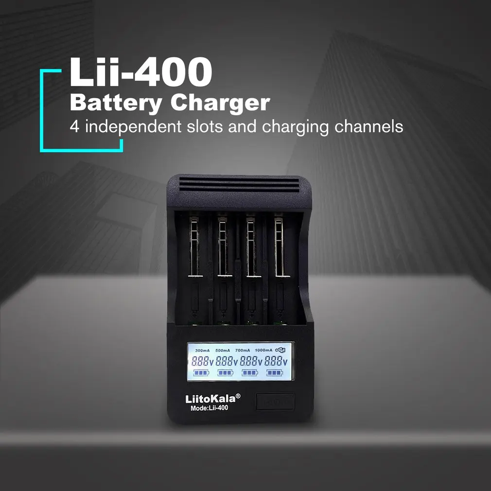 Liitokala Lii-400 18650 зарядное устройство с ЖК-дисплеем 26650 21700 14500 10440 4 слота NiMH Li-Ion умное Универсальное зарядное устройство