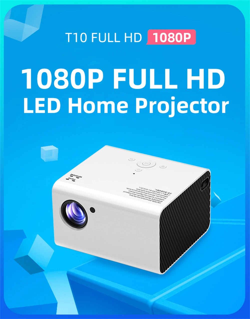 VCHIP T10 4K Projector Mini  Proyector LED LCD For Home Theater Supports 1080P WiFi TV Portable Media Player Free Shipping