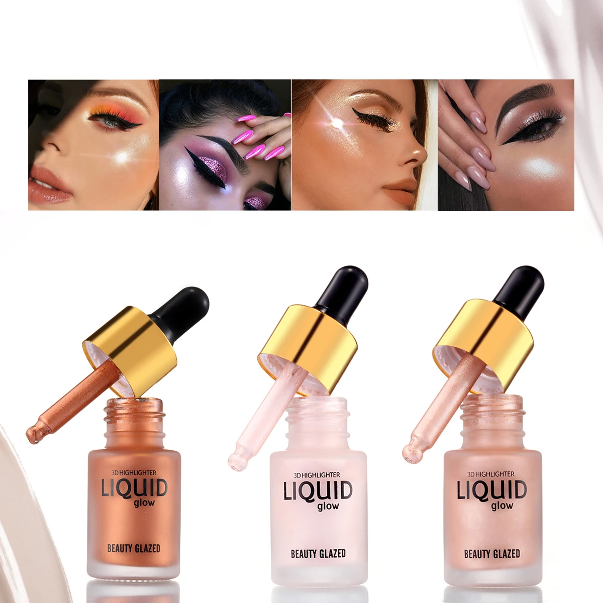 

makeup Liquid brighten Highlighter 3 colors Make Up Cream Concealer Shimmer Shine Lips Face Bronzer Highliter Glow Kit