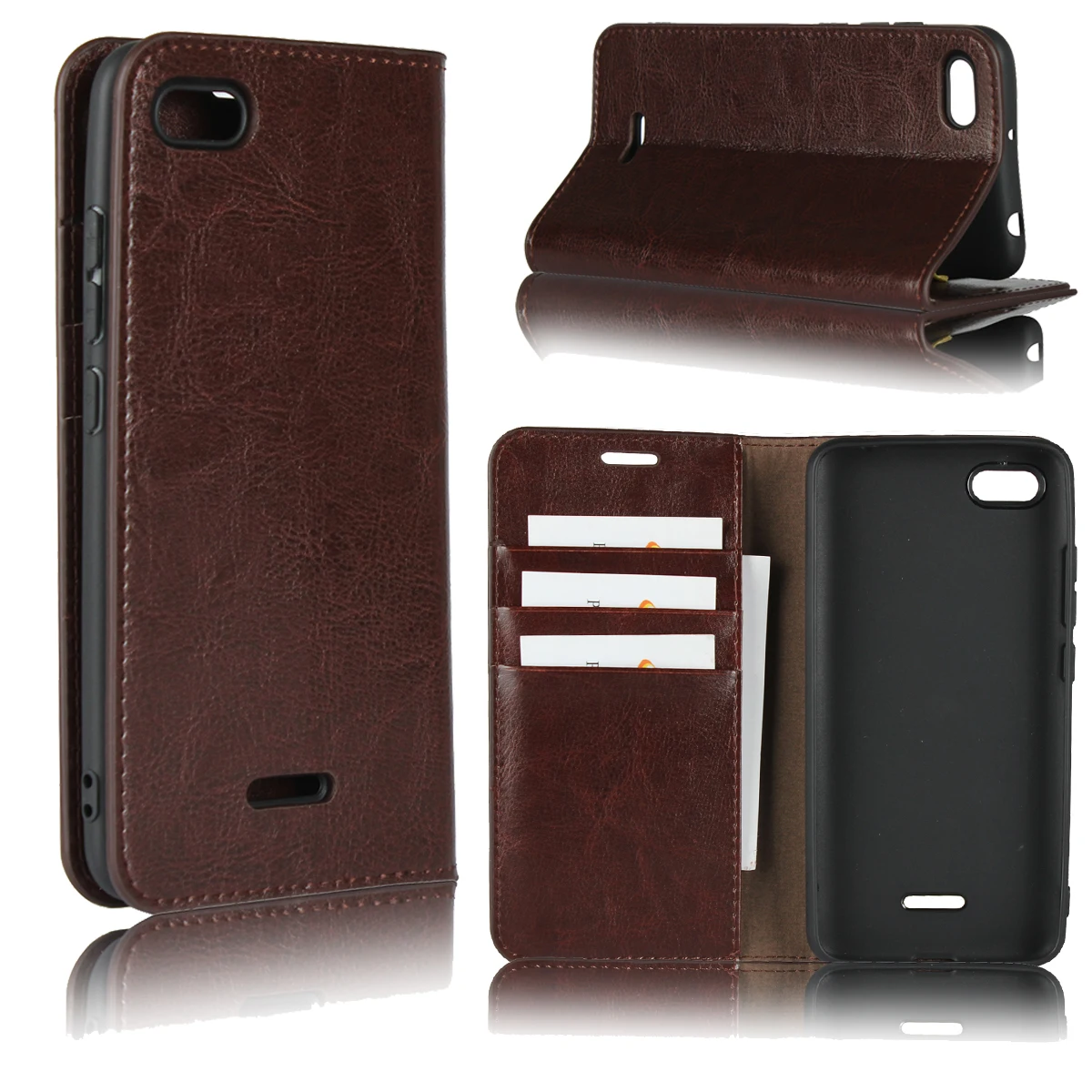 

360 Natural Genuine Leather Skin Flip Wallet Book Phone Case Cover On For Xiaomi Redmi 6 6A Pro 6Pro A Redmi6A 16/32/64 GB Xiomi