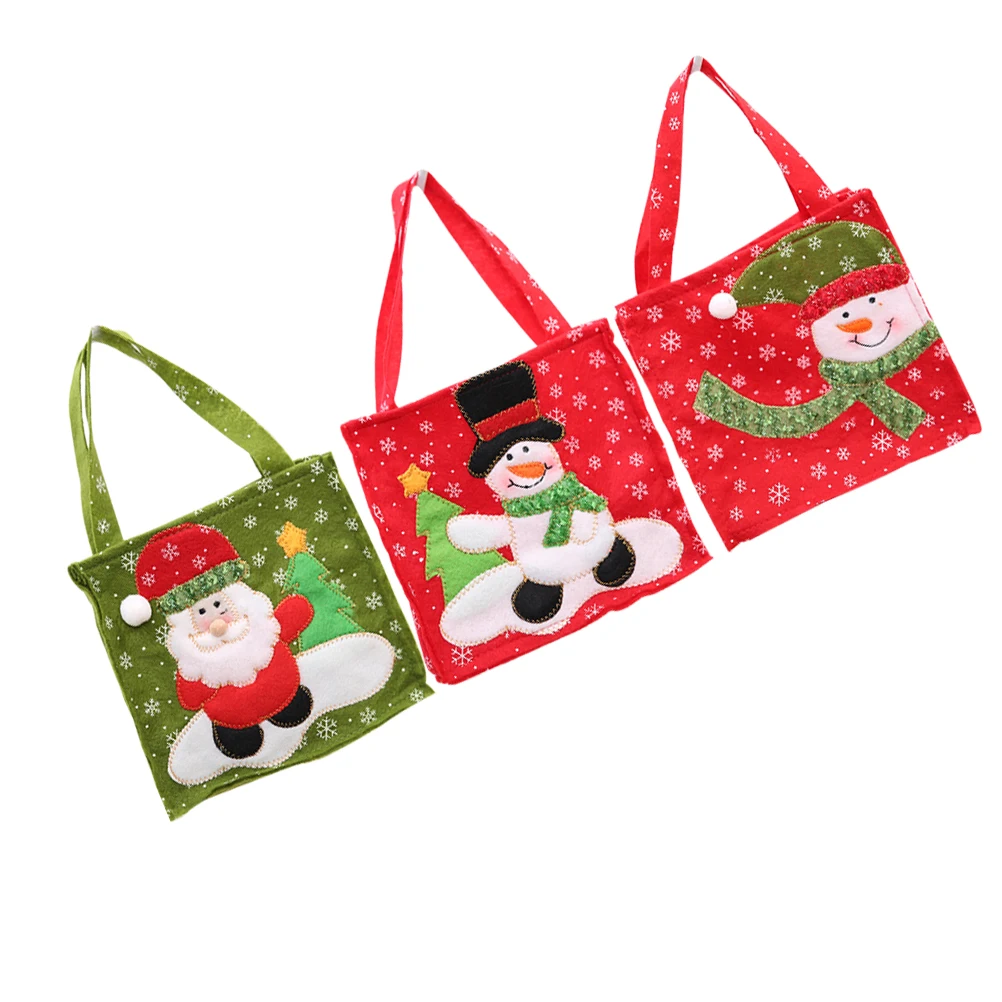 3pcs Xmas Candy Bag Unique Portable Adorable Chocolate Bag Tote Gift Bag Storage Pouch Organizer for Party Kids Christmas
