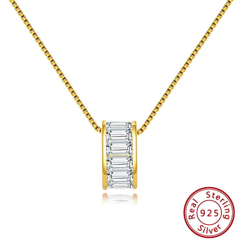 ORSA JEWELS AAAA кубический циркон ожерелье маленькая Талия Ожерелье Настоящее 925 пробы серебро для женщин ювелирные изделия подарок на помолвку OSN178 - Цвет камня: Gold Color