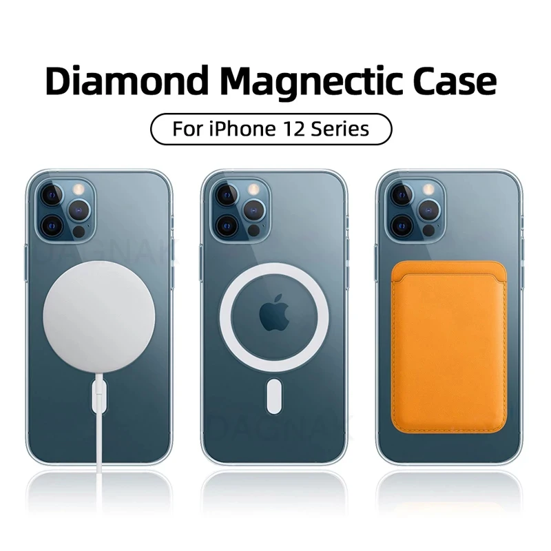 Original Clear Phone Case For Apple iPhone 12 Pro Max 12 Mini Case For Magsafe Wireless Charging Luxury Transparent Back Cover